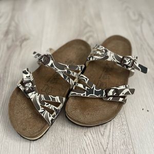 Birkie by Birkenstock brown and white strappy sandal